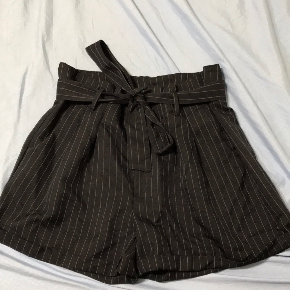 Striped Navy Blue Paperbag Shorts